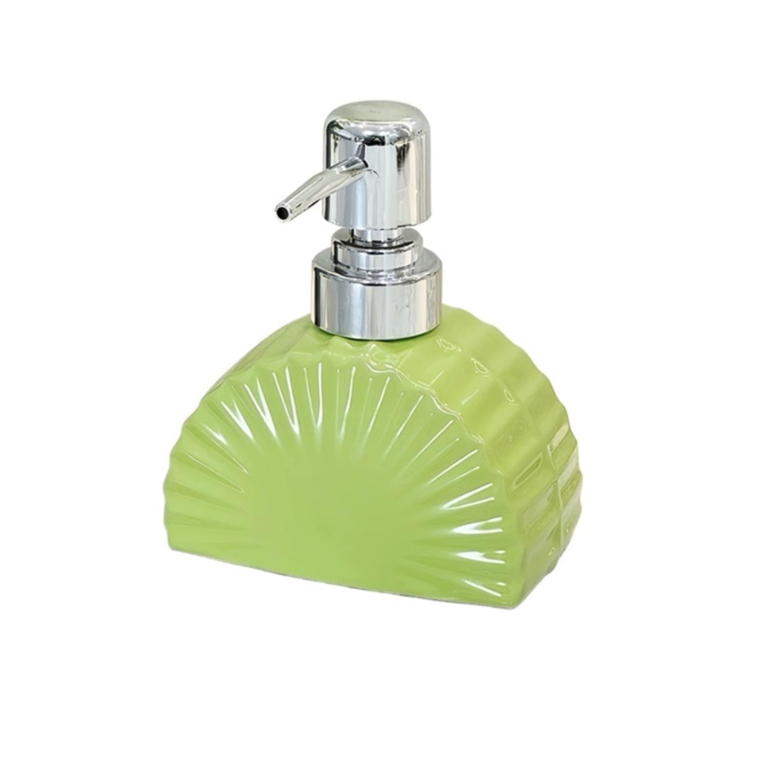 Ceramic Soap Dispenser Fan Shaped Lotion Bottle Household Toilet Press Separate Hand Sanitizer Shower Gel Shampoo Ceramic Empty(Green)