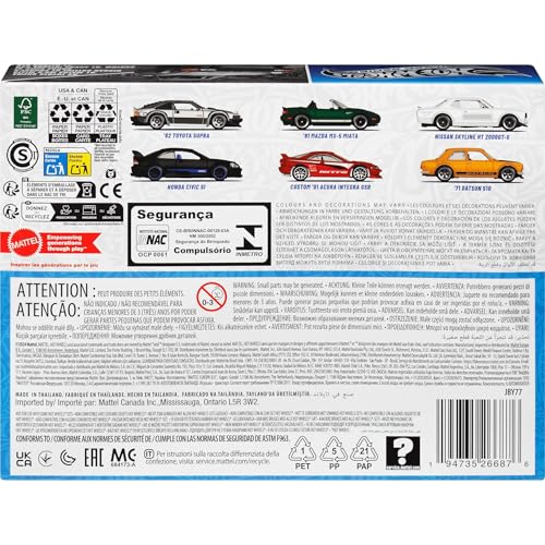 Hot Wheels Coffret Rues du Japon, avec 6 véhicules Japonais en métal moulé, à l’échelle 1/64 et à la décoration raffinée (Les Styles Peuvent Varier) 2, JBY77
