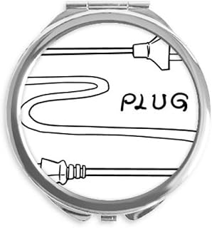 Double Hole Plug Line Hand-drawing Hand Compact Mirror Round Portable Pocket Glass