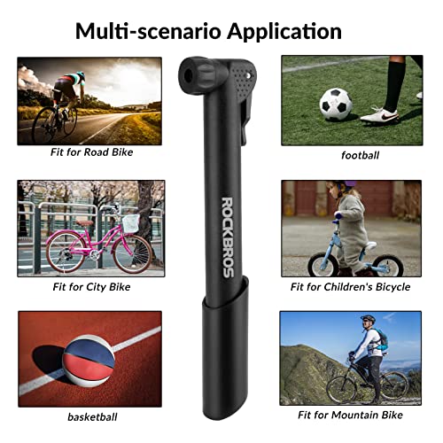 Image of ROCKBROS Portable Bike Pump Mini Hand Pump with Presta /Schrader Valve 80 PSI Bicycle Air Pump for Bikes (Road /Mountain), Electric Bikes & Balls