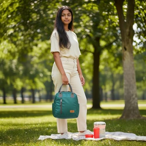Image of Outrider Polyester Jumbo Lunch Bag,Lunch Bag for Office Men, Women and Kids, Quality Tiffin Bag for School, Picnic, Work, Carry Bag for Lunch Box, 12 litres, Green