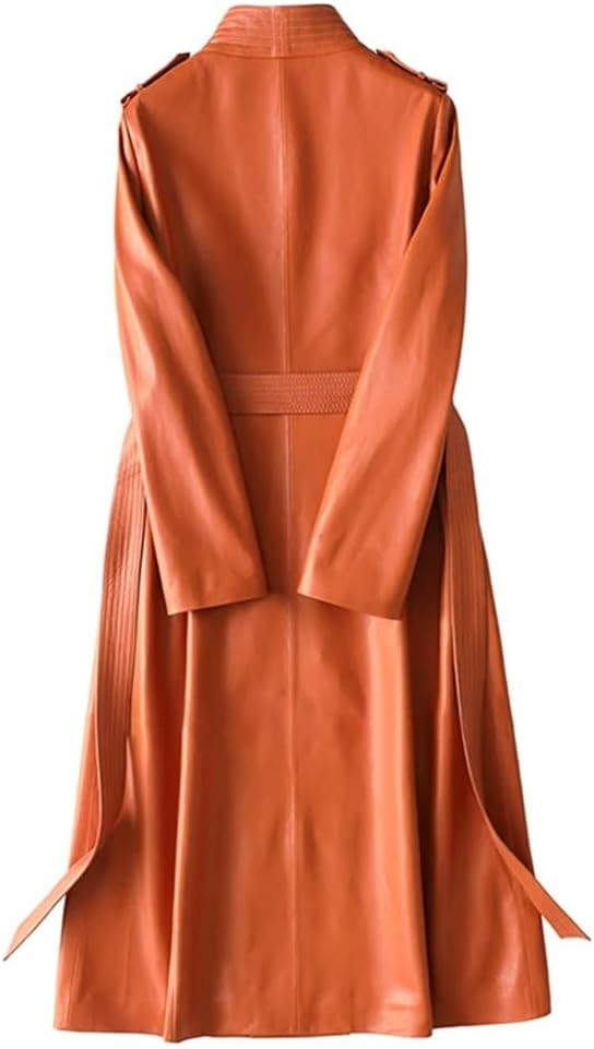 Spring and Autumn Long Women's Deep V-Neck Breasted Belted Trench Coat