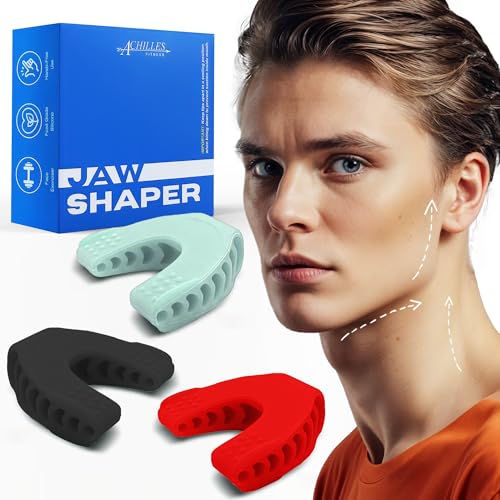 Achilles Fitness Double Chin Reducer Jaw Exerciser, Blue– Jawline Sculptor and Face Slimmer for...