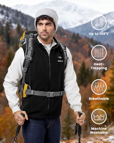 Image of WASOTO Heated Vest for Men Fleece Vest(Black, L)