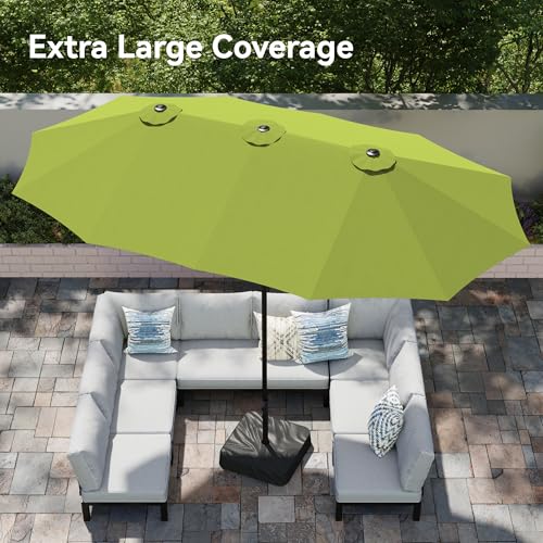 Image of PHI VILLA 15ft Large Outdoor Patio Umbrella with Base Included, Lime Green