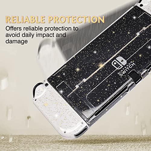 Dlseego Protective Glitter Case Compatible With Switch Oled Console Updated Version, Glitter Bling Soft Tpu Cover With Shock-Absorption And Anti-Scratch Design- Golden Crystal Glitter #TOP1