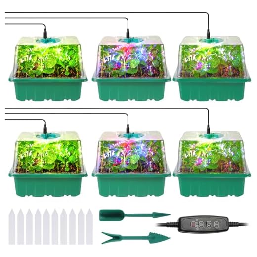 Seed Starter Trays with Grow Lights, 72 Cells Seed Starter Kit with Lights, 3 Lighting Mode, 4 Timing Set, Germination Kit for Seed Starting Trays, Seedling Starter with High Humidity Control Domes