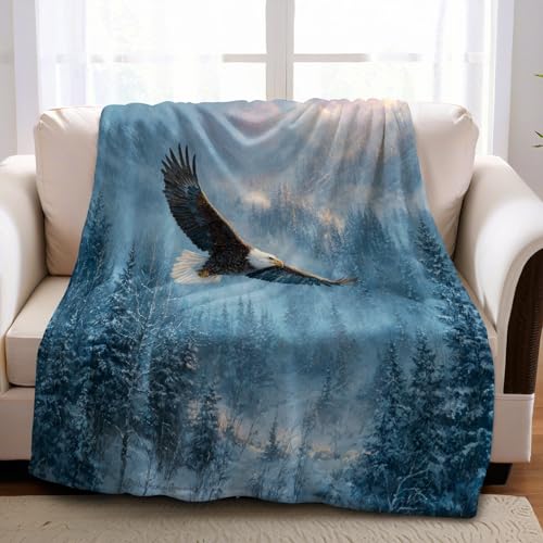 Kuscheldecke Flauschig 130 x 170 cm Adler im Flug Weiche Warme Fleecedecke Decke Sofa Wohndecke Couchdecke Überwurf Für Couch Bett