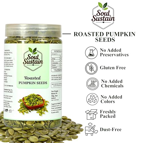 Image of Roasted Pumpkin Seeds (420 GM) - Plant Protein & Fiber Rich Snack, Heart & Bone Support, Healthy Fats, Magnesium & Antioxidants, Salad & Smoothie Toppers, Baking & On-the-Go Nutritious Seeds
