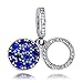COOLTASTE 2020 herbstblau funkelnde Scheibe doppelt Baumeln 925 Silber DIY passt für Original Pandora Armbänder Charm Modeschmuck