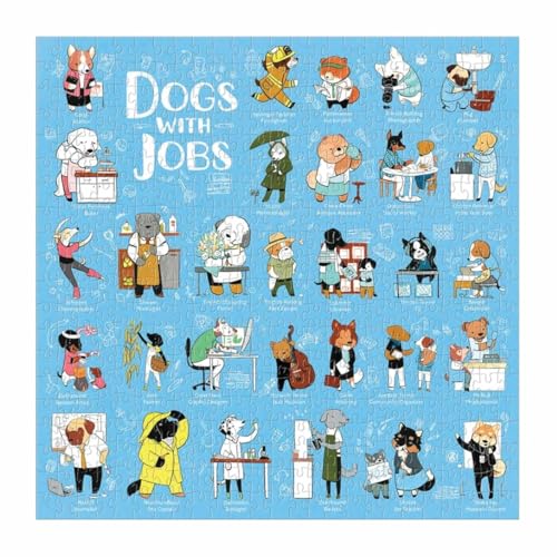 Galison - Puzle de 500 piezas Dogs with Jobs para adultos, ilustrado por Eloise Narrigan, papel reciclado, tamaño terminado 20" x 20" miniatura 3