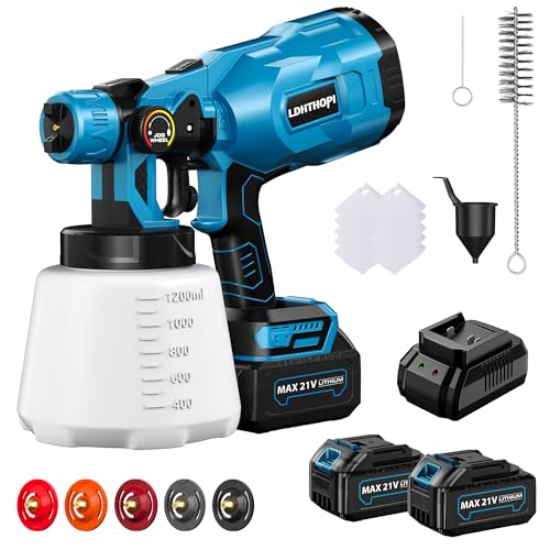 Cordless HVLP Paint Sprayer with Batteries and Nozzles