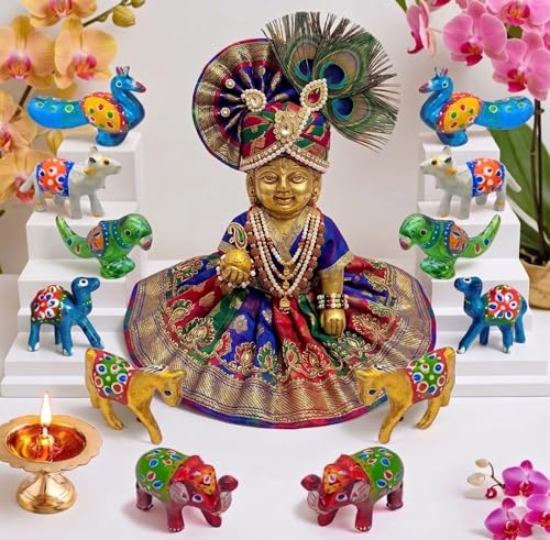 Best Janmashtami Decorations from Amazon India 5 Laddu Gopal/Kanha Toys 12 Pieces Set – Handcrafted Polyresin Deco...