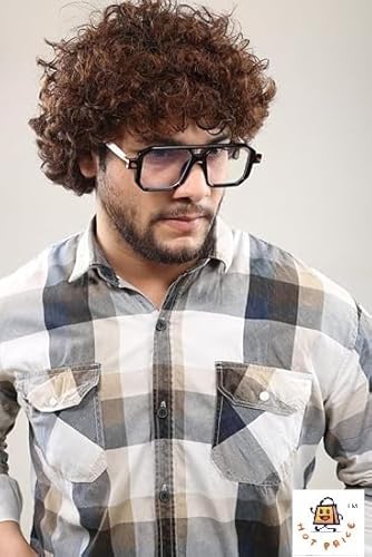 Square Prescription Eyeglasses, Black Frame with White Temple,Fashion Design (Black Frame and Clear White Arm Lens)