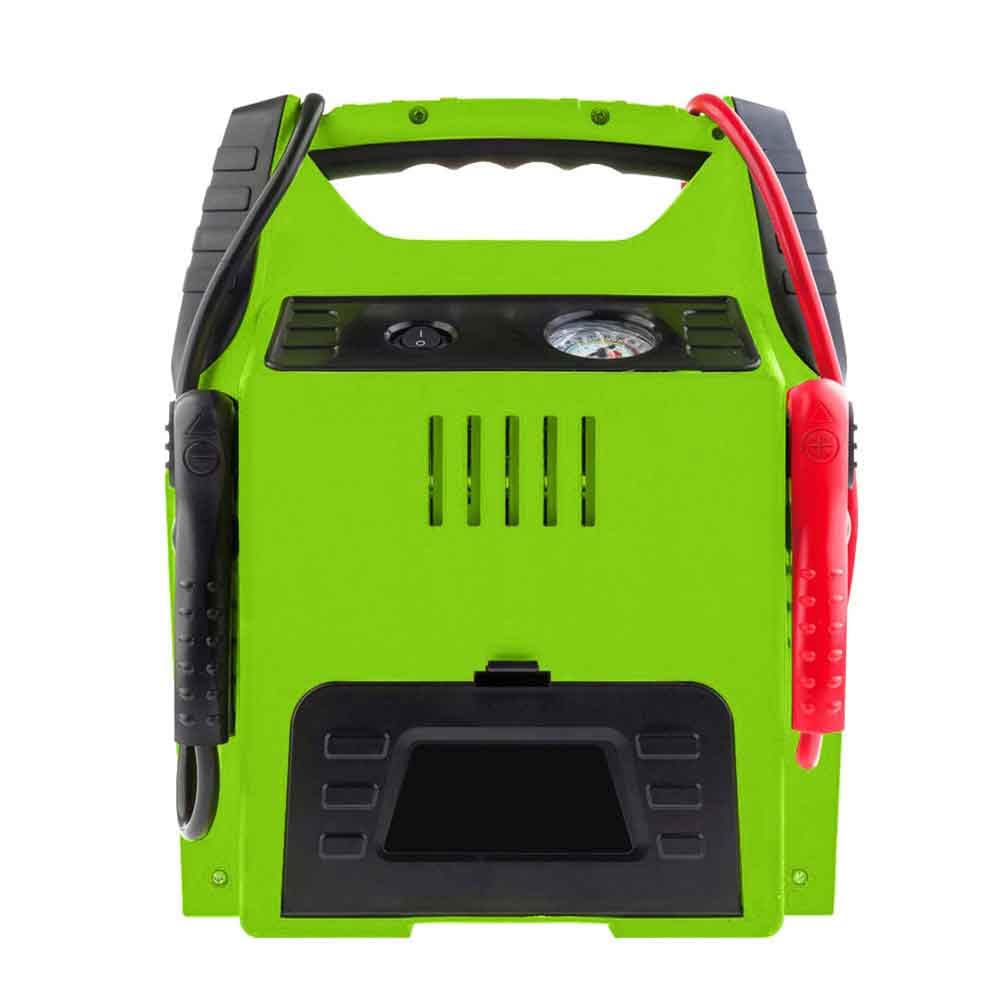 Bass Polska Arrancador 5 en 1, 900 A con compresor, batería de 20 Ah, lámpara LED, cargador USB, color verde