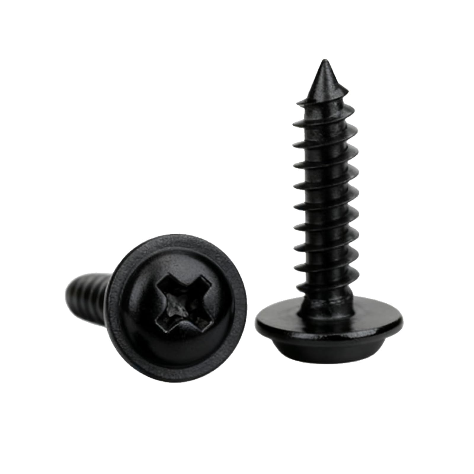 QANCEN 20 Stück Blechschrauben M4.2x38mm Selbstschneidende Schrauben Kohlenstoffstahl,Flachkopf mit Scheibe Kreuzschlitz,Schwarz Selbstschneidend Tellerkopfschrauben Holzschrauben | Schrauben Selbstschneidend Carbonstahl, Flachkopf mit Unterlegscheibe für Blech, Metall, Reparatur, Werkstatt, Möbel und DIY