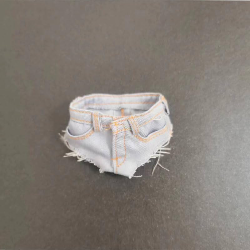 Jean bleu clair AMITD 1/6 pour figurine féminine, short sexy en denim miniature