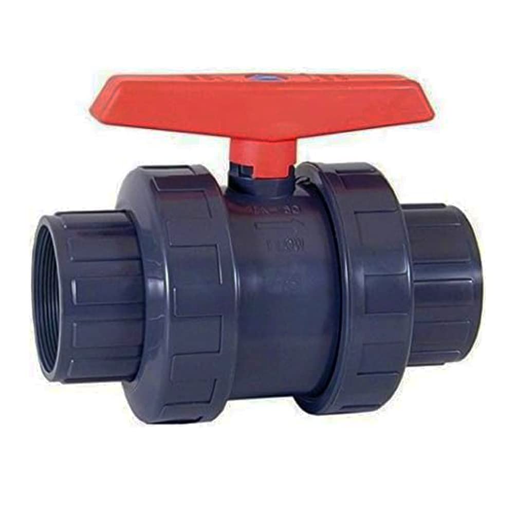 [Pack 5] Válvula de esfera roscada PVC [Diámetro interno 40mm] Válvula bola PVC. Llave de paso PVC roscada. Grifo PVC agrícola. Válvula esfera agua tubería. Llave de paso con manilla abierto/cerrado