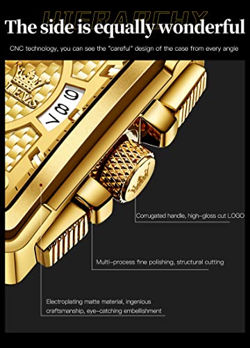 Image of OLEVS Watches for Men Quartz Chronograph Leather Fashion Dress Watch Date Waterproof Luminous Casual Square Business Wrist Watches