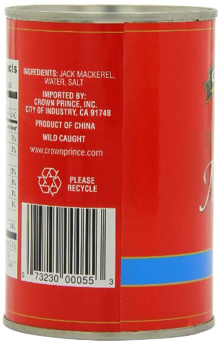 Crown Prince Jack Mackerel in Water, 15-Ounce Cans (Pack of 12)