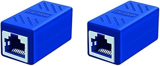 Embedded 8p8c Connector Ethernet Coupler RJ45 Coupler Ethernet Cable Extension Adapter for Cat7 Cat6 Cat5e Cat5 Connector Female to Female (2PCS, Blue)