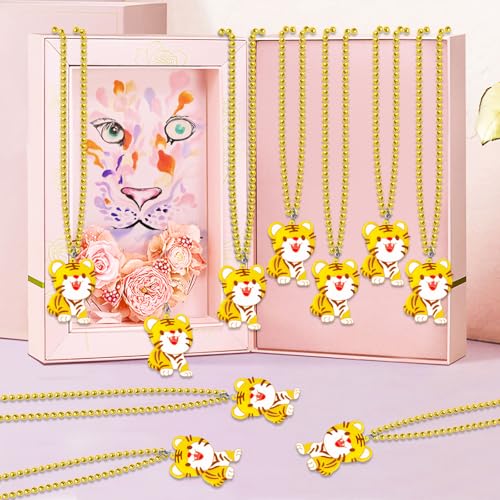 Image of 24 Pack Tiger Necklace Party Favors for Safari Jungle Baby Showe, Birthday Party Goodie Bag Fillers, School Carnival Rewards, Photography Props, Home Decorations, Classroom Prize