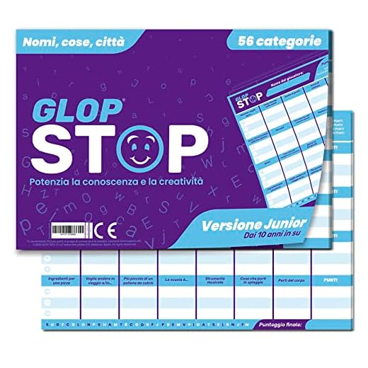 Nomi, Cose, Città Gioco - Giochi da Tavolo Bambini - Giochi di Società per Bambini - Giochi Educativi - per Bambina e Bambino 10 Anni+ - Giochi in Scatola - Idea Regalo - Glop Stop Junior