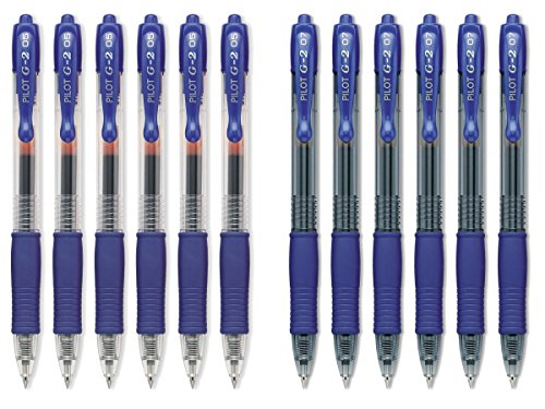Pilot G2 Bolígrafos Roller Azul Punta Extra Fina y Fina 12 unidades