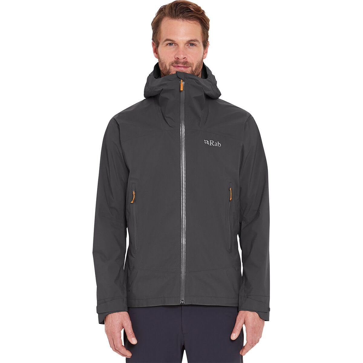 Rab Men's Anthracite Downpour Light Jacket Lightweight Waterproof Hooded Coat For Hiking & Trekking - Medium