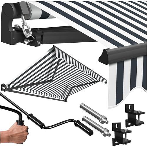 KESSER® Gelenkarmmarkise Markise Gelenkmarkise 250 x 200cm Terrassenmarkise Klemmmarkise Sonnenmarkise inkl. Wandhalterung Sonnenschutz Balkonmarkise wasserabweisend Alu/Polyester, Weiß/Anthrazit