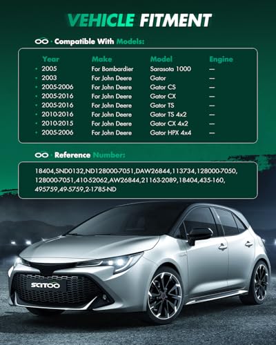 Image of SCITOO Starter Motor 18404 SND0132 VBombardier Sarasota 1000 2005 for JOHN DEERE AMT622 Transporter 1988-1990 AMT626 Transporter 1990-1992 Bunker Field Rake 1200 1200A 0.3kW /12V CW 9-Tooth Spline