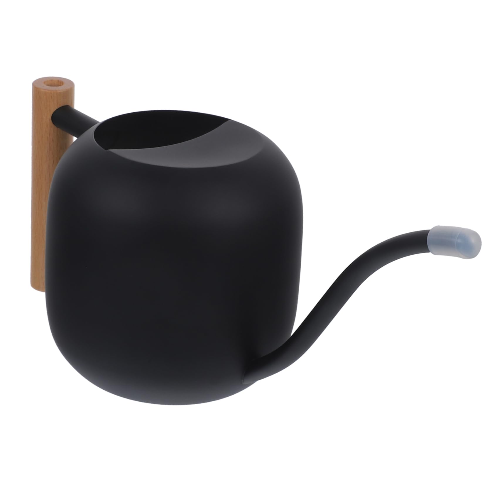 Regadera de Largo 1, 2 L de Acero Inoxidable Mango de Madera | Negro, Asa Ergonómica y Vertido sin Derrames, para Plantas y Suculentas en Casa o Jardín