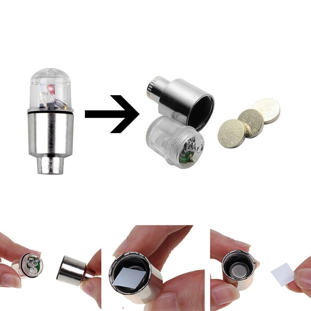 Pwshymi Luce del Tappo della Valvola della Ruota della Bici LED Flash Tappo della Valvola della Gomma Luce della Ruota della Bicicletta con 7 modalità per Mountain da Bicicletta