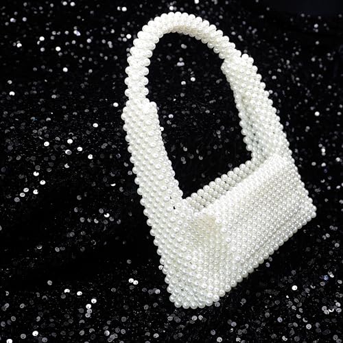 Image of Miuco Pearl Bag Clutch Purses For Women Wedding Bride Purse Sparkly Glitterl Beaded Handbag
