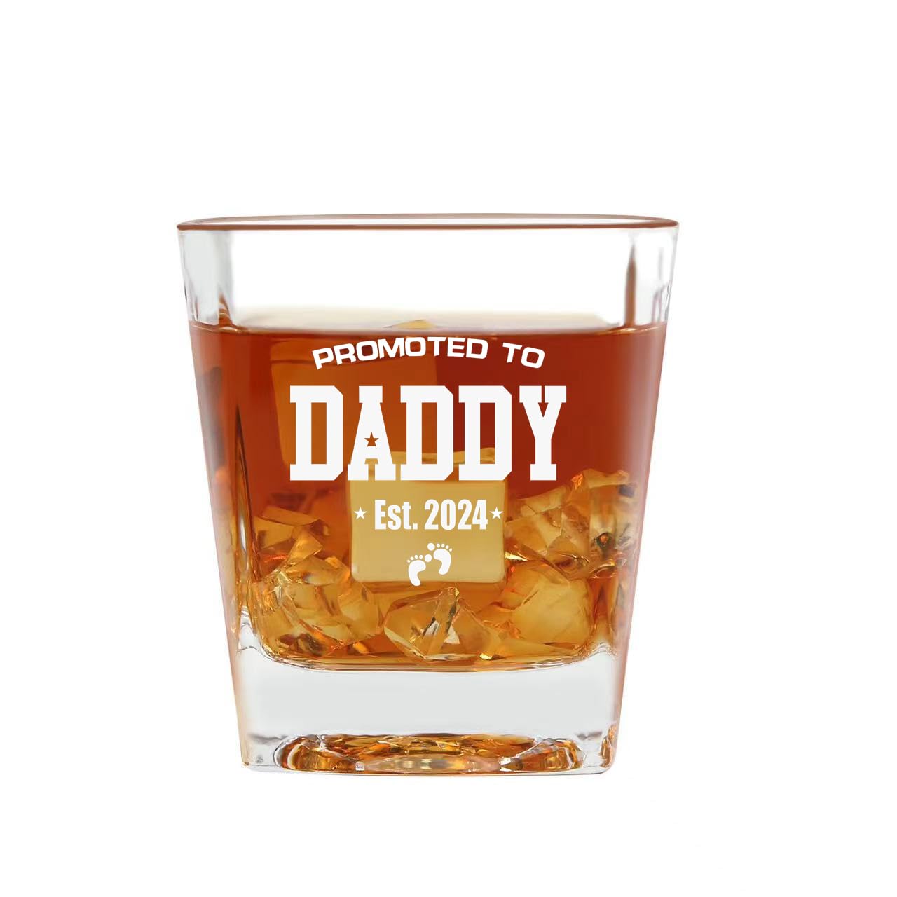 JogskeorJogskeor Promoted To Dad Est 2024 Whiskey Glass 8oz | New Dad Gifts Whiskey Glass | New Dad Gifts Fathers Day Birthday Christmas Gifts for New Dad Pregnancy Announcement