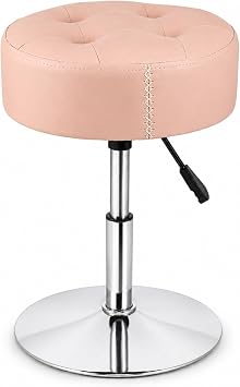 Adjustable Vanity Stool with High-Density Non-Sagging Foam & Metal Base