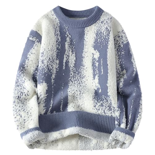 Men's Y2K Aesthetic Fashion Crewneck Sweater, Oversized Long Sleeve Knit Casual Pullover Fall Winter Warm Sweaters2
