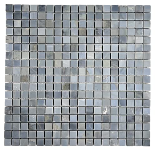 Tenedos Light Forest Grey Mini Square Marble Mosaic Honed Tile