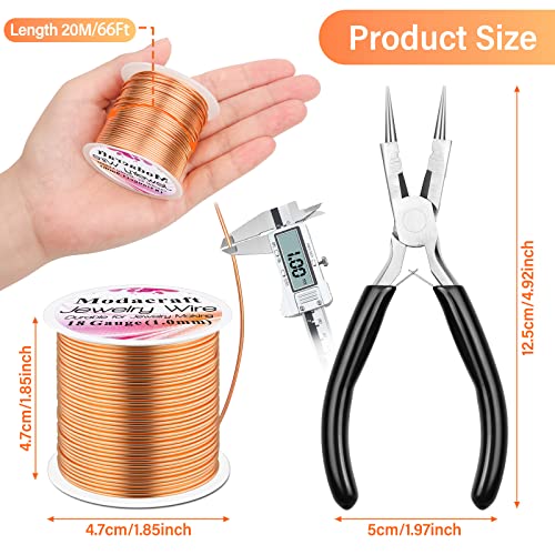 Image of Modacraft 18 Gauge Copper Wire for Jewelry Making with 4 in 1 Plier, 65Ft /1mm Craft Beading Pure Bare Copper Wire for Jewelry Making Supplies and Crafting