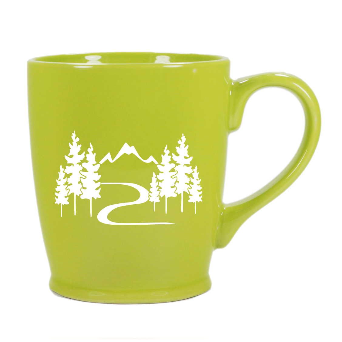 Bread and Badger Mountain Trail Hiking Coffee Mug (Green) - Handmade in Portland, OR