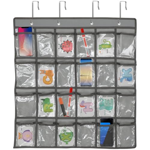 NUOBESTY Sac Suspendu Mural Avec 24 Poches Numérotées Pour Téléphones Portables Et Bijoux Organisateur De Rangement Suspendu Avec Crochets Métalliques...