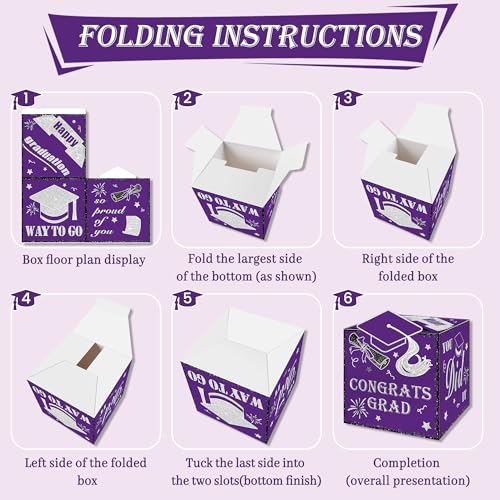Image of AYGXU graduation card box 2026 with 30pcs graduations cards,Graduations party Decorations,graduation box for gifts and Cards,graduations money box,Graduation Party Supplies-purple box