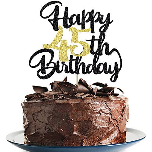 Image of Klionjor 45th Happy birthday cake topper party decoration gift plugin | Cheers to 45 Years,45 & Fabulous /Hello 45th Legend since Awesome since1981 Straight Outta Party Decoration Gift Plugin