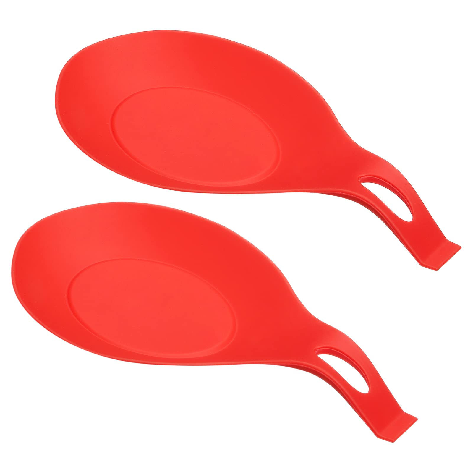 Repose-cuillère en silicone rouge anti-tache | Support spatule et louche pour plan de travail x2