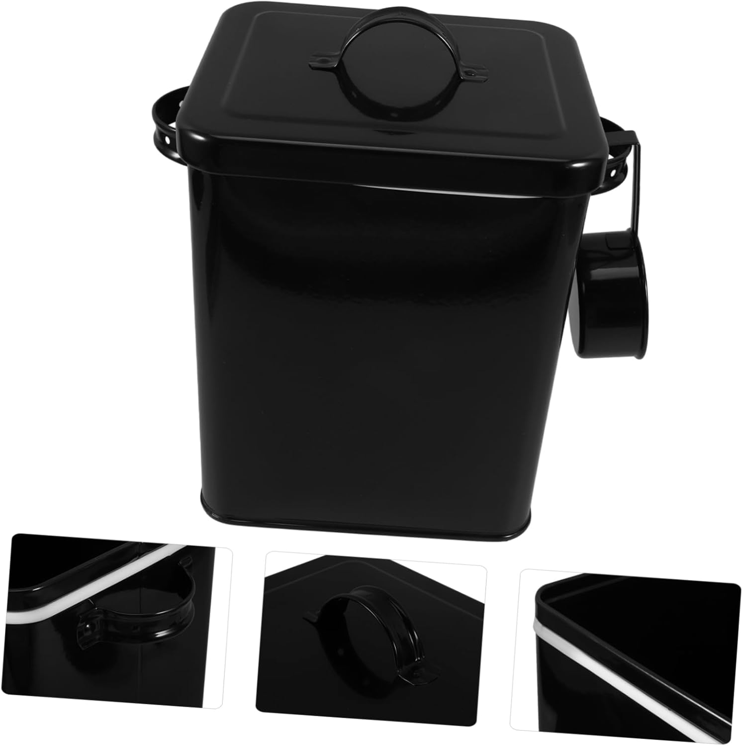 Multi-Function Metal Storage Container with Lid and Spoon for Rice Flour PET Food and Laundry Powder Airtight Food Storage Canister for Home Organization