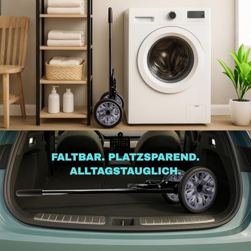 Allyson® Einkaufstrolley klappbar mit Reflektoren & Kühltasche, Einkaufswagen 45L Kapazität, Wetterfester Shopping Trolley, Treppensteiger Trolley mit Geräuschlosen Rädern & Abnehmbarer Tasche - Blau – Bild 6