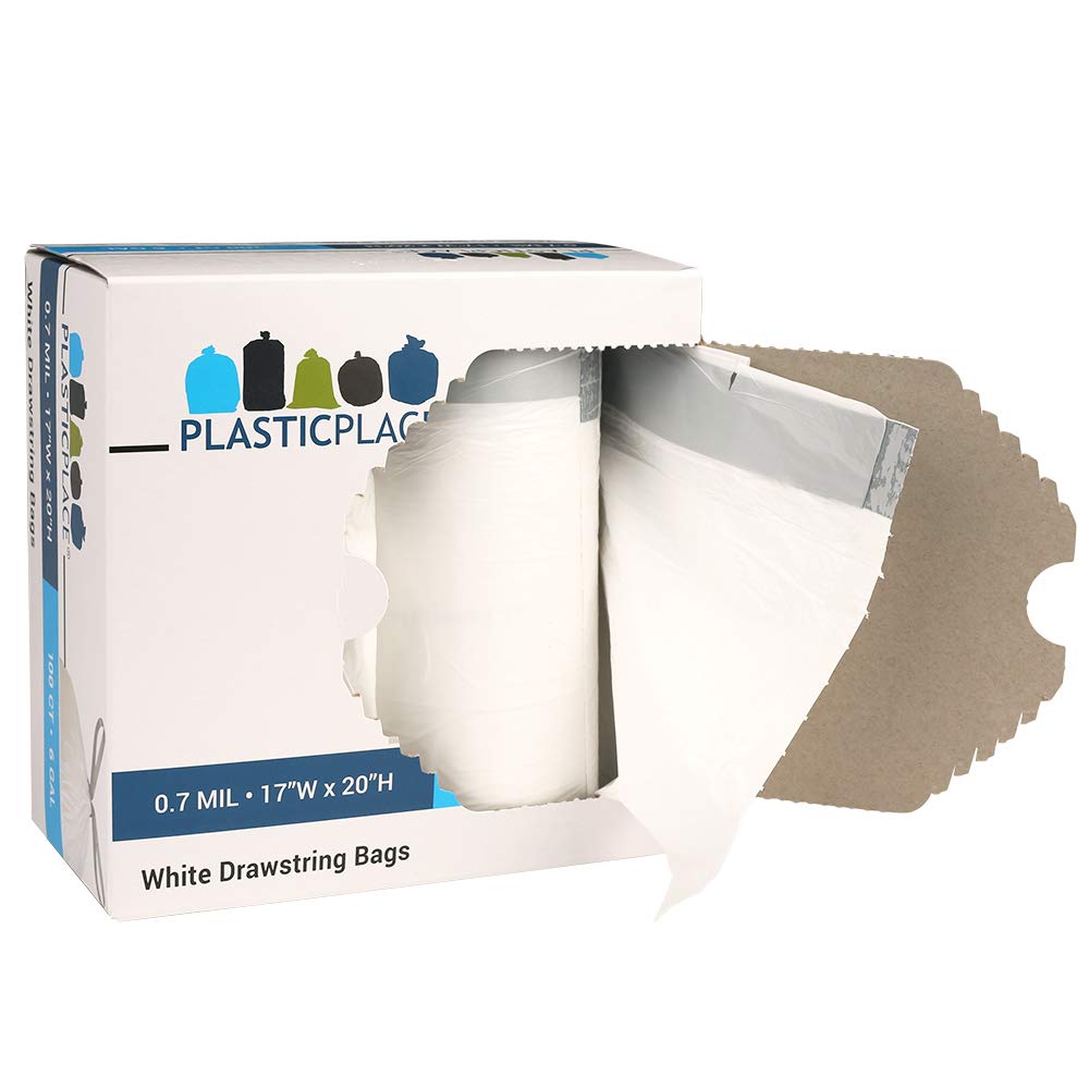 Plasticplace 6 Gallon Trash-Bags, White