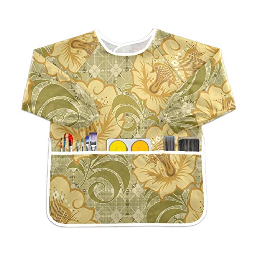 アートフラワーブロッサム幼児の子供のエプロン防水絵画アーティストのよだれかけのスモック、年齢1-6のための子供の芸術のスモック