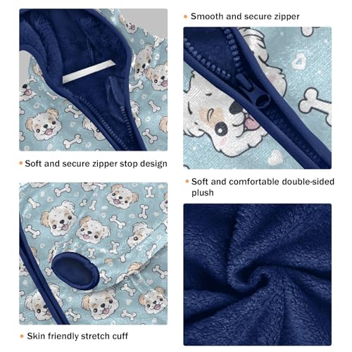 Cute Dog Puppy Bone Boys Fleece Coat,Children's Zip-Up Hoodie Jacket,Baby Warm Fashion Outerwear 3-10T,A1134193