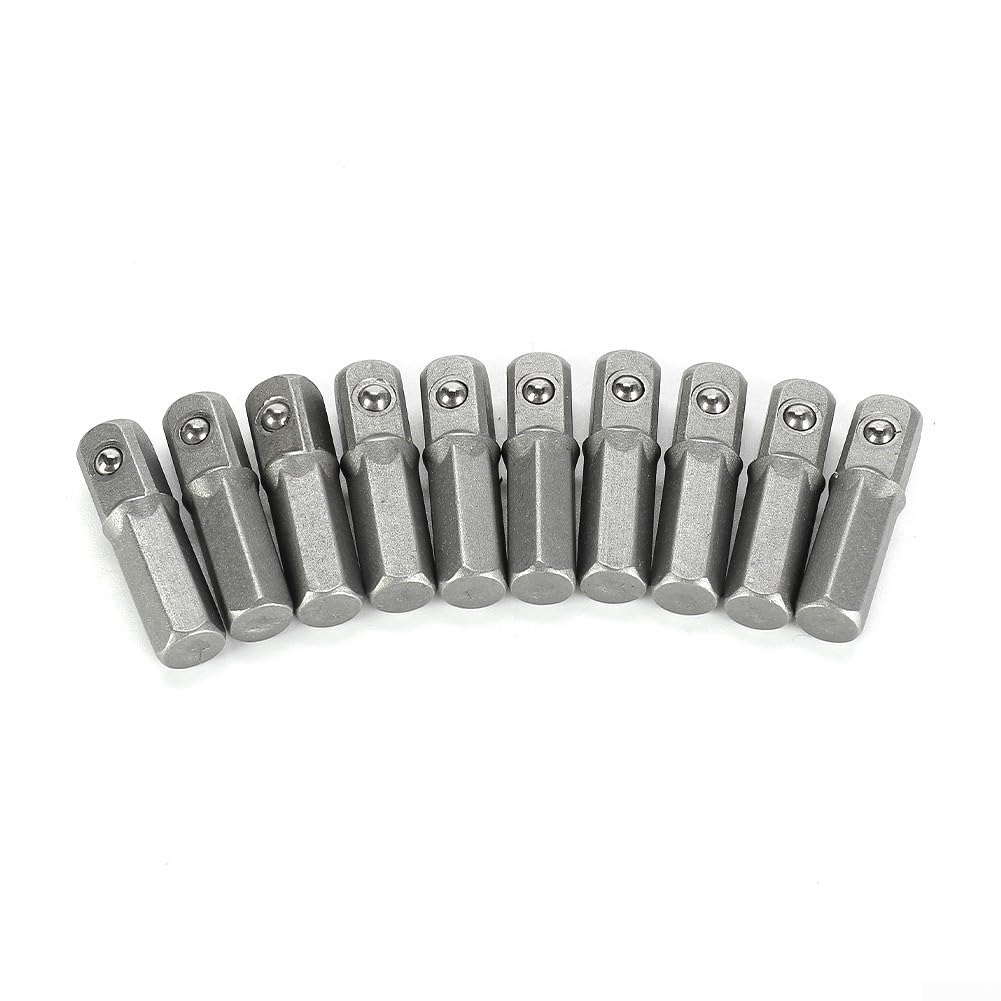 Set di adattatori per bussola, 10 pezzi, con codolo esagonale da 6,35 mm a 1/4", convertitori per utensili elettrici e trapani, 25 mm